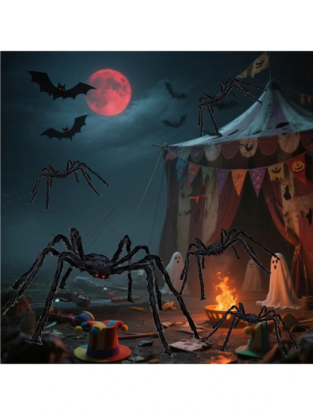 Giant Black Spider Halloween Hanging Decoration - 6.6ft